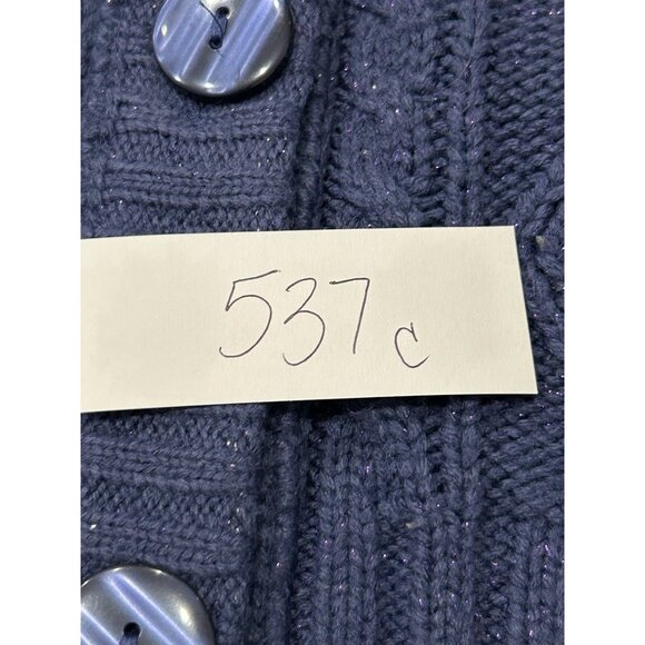 Faded Glory Blue Cable Knit Button Up Cardigan With Hood SZ XL - Picture 8 of 8